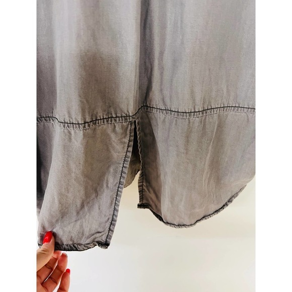 Terre Bleue Grey Button Down Blouse - Picture 8 of 9